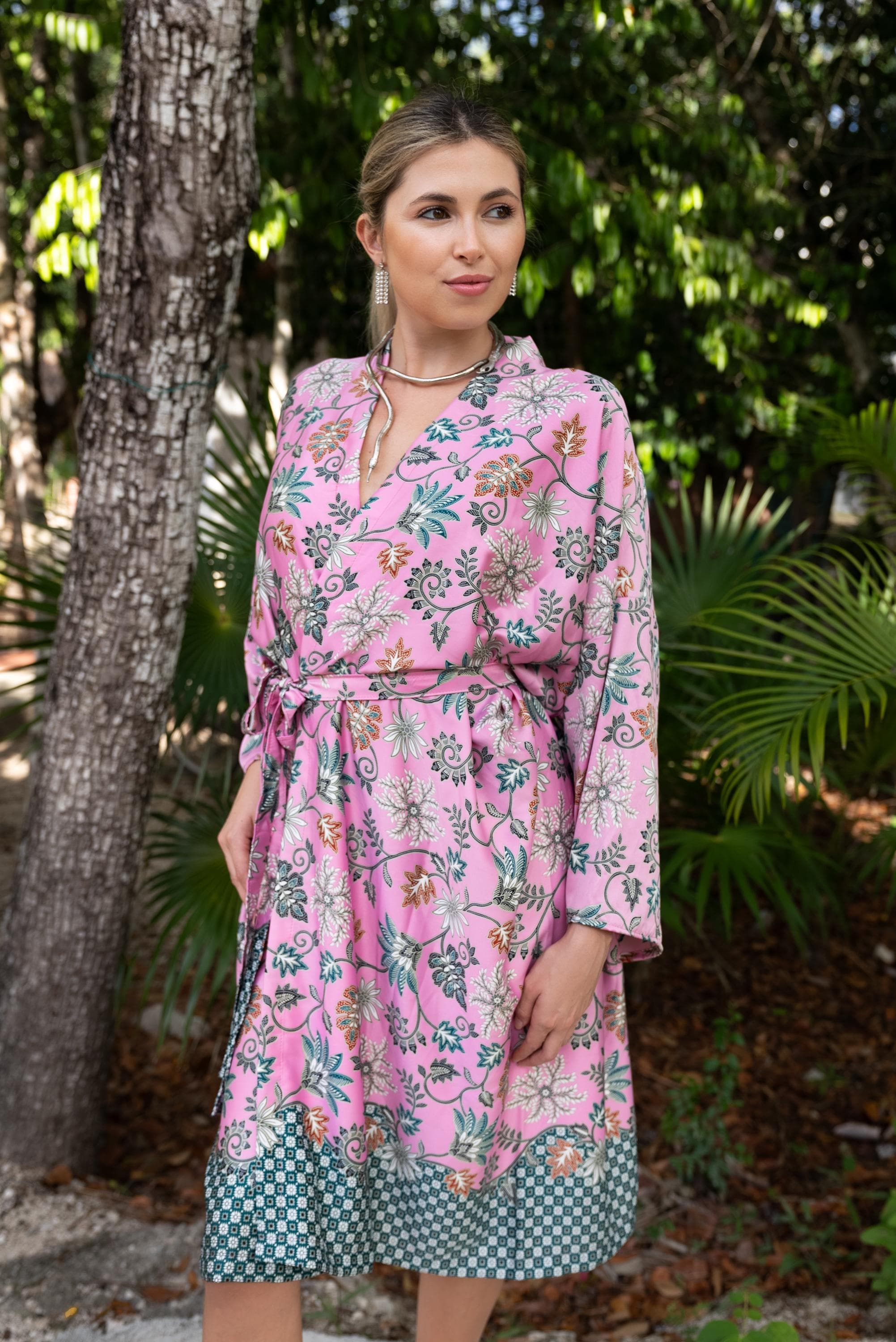 Unisex Robe — Coral / Salmon Red Floral