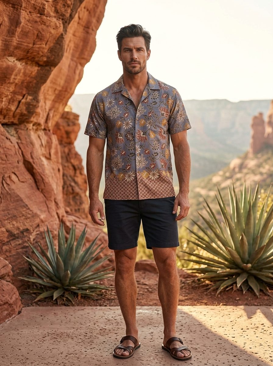 Men's Shirt — Gray / Charcoal Geometric