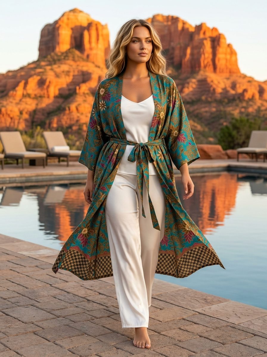 Unisex Robe — Yellow / Mustard & Gold Patchwork