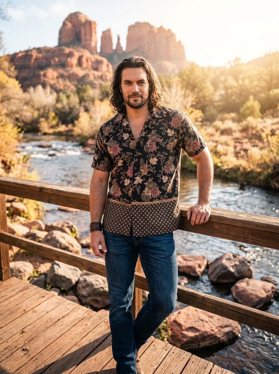 Men's Shirt — Dark Navy / Indigo Textured