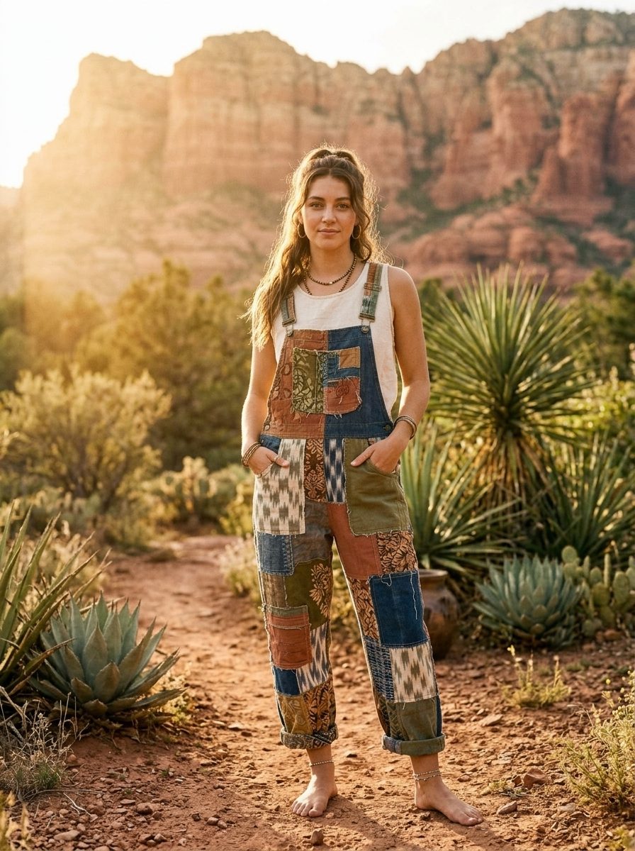 Bali Artisan Upcycled Patchwork Overalls (Bohemian Dungarees)