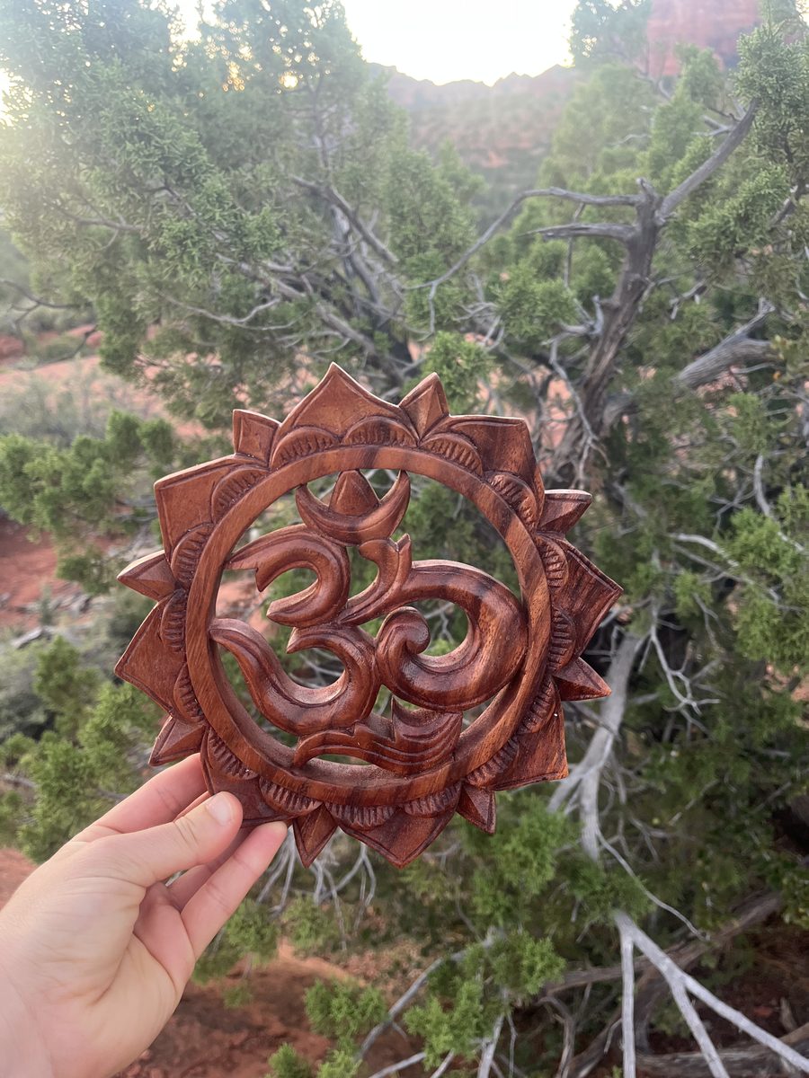 Click to view full-size Sacred Balinese Om Sunburst Wall Medallion photo 2